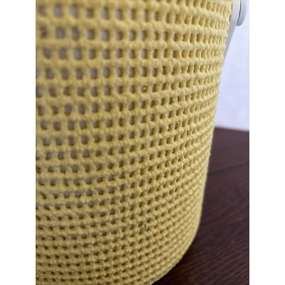 Vintage‎ Elegance By Kraftware Retro Ice Bucket Fishnet Yellow Textured  & White